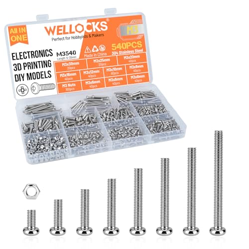 WELLOCKS M3#5 Screw Kit, 540 PCS 304 Stainless Screws