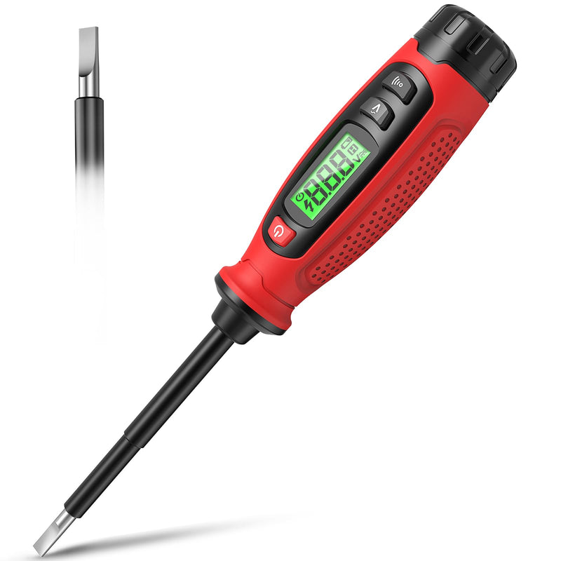 KAIWEETS 2-in-1 Voltage Tester Screwdriver, 3–500V AC Contact Voltage Measurement & Non-Contact Detector Pen, Slotted Head, LCD Display, Live Wire Finder, Continuity Test for Outlet & Circuit, KTS02