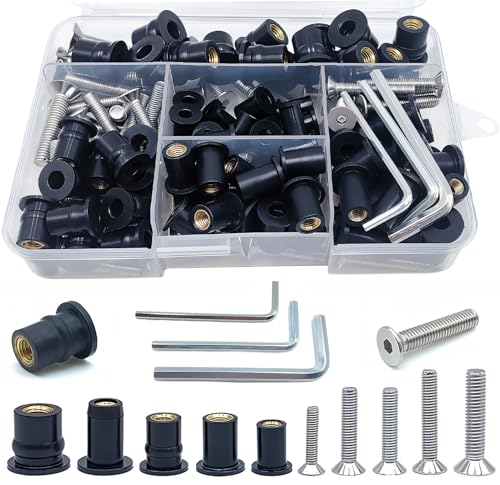 153Pcs M4 M5 M6 Rubber Well Nuts Kit for Kayak with Brass Inserts 153