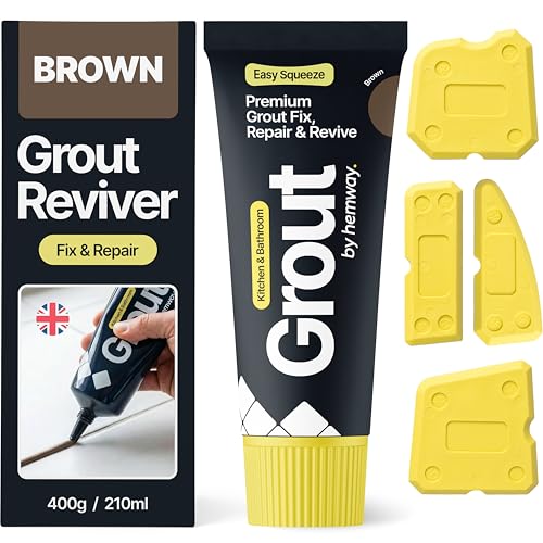 Hemway Brown Grout Reviver 400g with 4 Piece Profiling Tool Kit 400g / 250ml