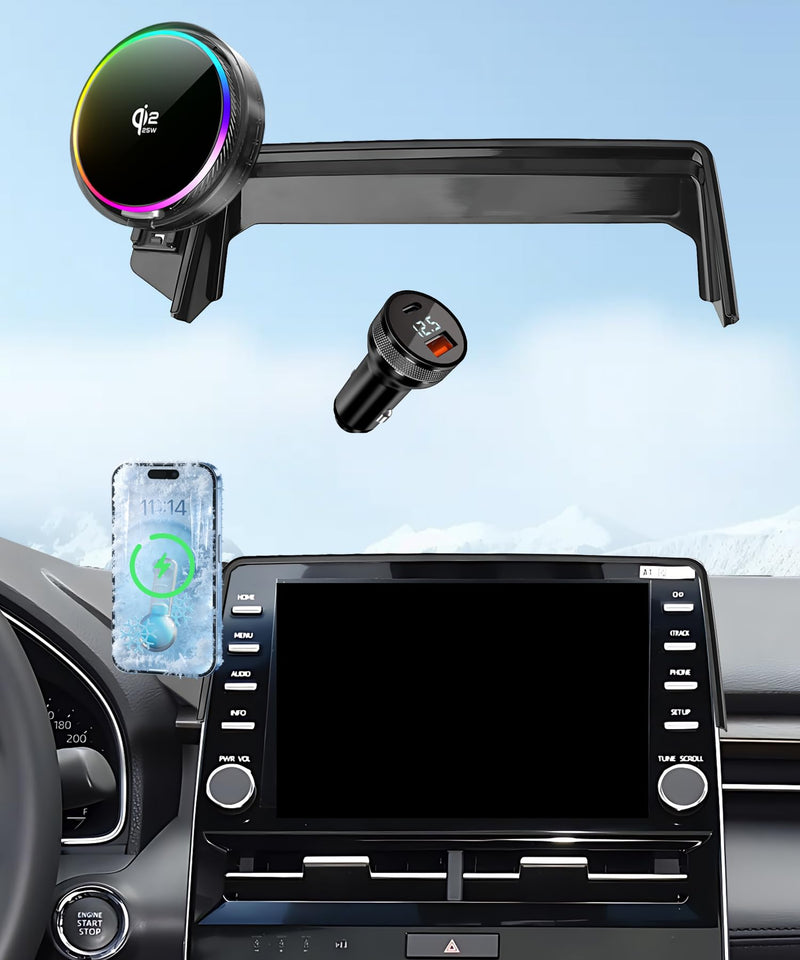 25W Car Mount Charger for Toyota Avalon 2019-2022 9-Inch Screen | 2019-2022 Toyota Avalon Qi2.2 25W MagSafe Fast Charging Cell Phone Holder Accessories,with Cooling Fan＆54W Fast Adapter