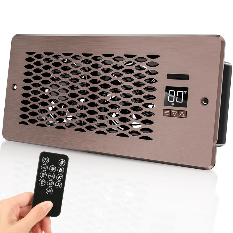 Built-in Register Booster Fan with Cover for Air Heat Vent with Fan,Fits 4"x10" Duct/Ceiling/Floor Vents, Improves AC & Heating/Cooling,Quiet 10-Speed Household/Bedroom Ventilation,smart,Bronze Bronze