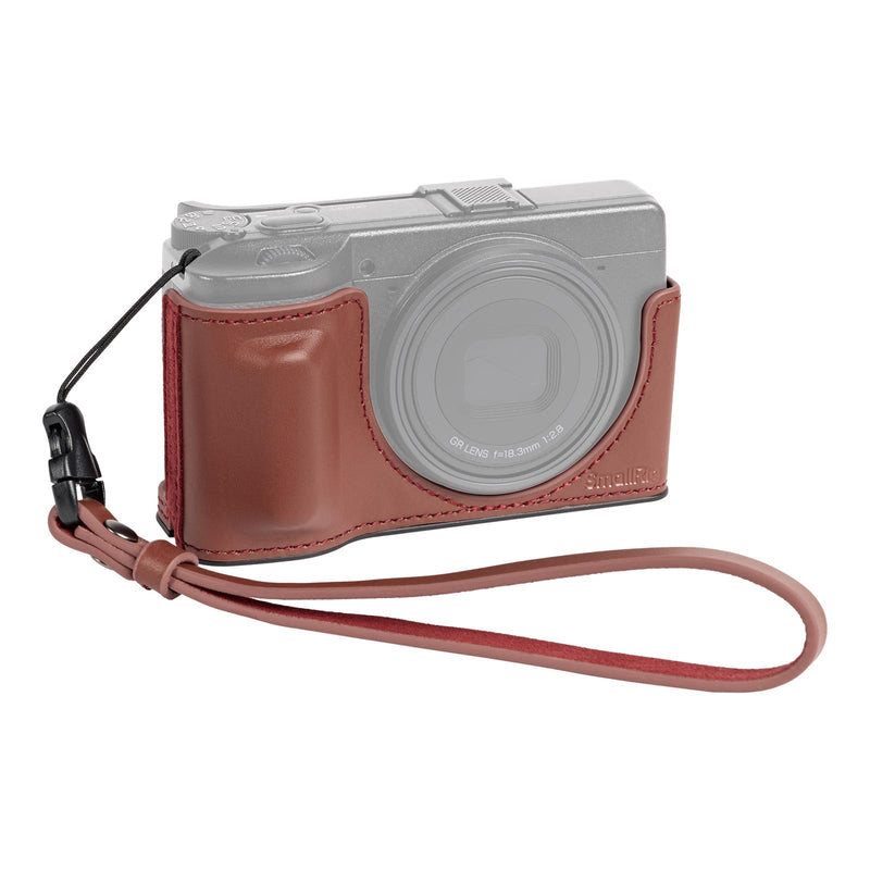 SMALLRIG GR IV/GR III Series Genuine Leather Case Kit, Camera Case for RICOH GR IV/GR IV HDF/GR IV Monochrome/GR III/GR IIIx, Vintage Half-Body Shell, Wrist Strap Red