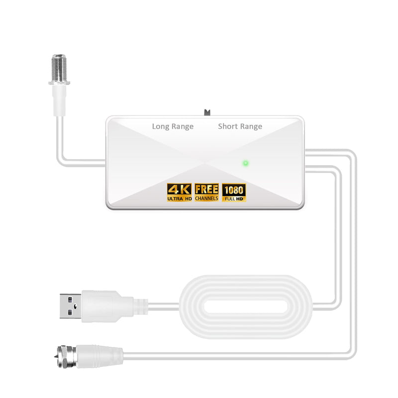 TV Antenna Amplifier, Antenna Signal Booster, 25dB High Gain Powerful Digital Antennas Booster, Adjustable Reception Range, Suit for All TV Antennas (WHITE32) WHITE32