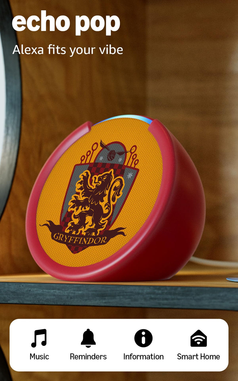 Amazon Echo Pop (newest model) | Officially Licensed Harry Potter Hogwarts Houses | Gryffindor
