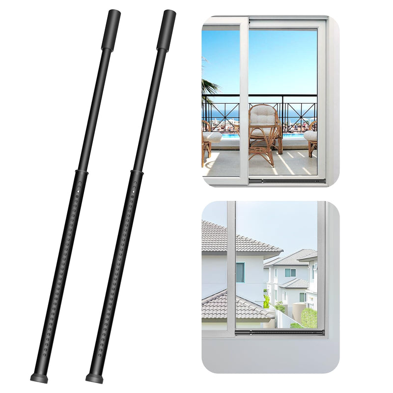 AceMining Sliding Door Security Bar,Heavy Duty Sliding Patio Door Lock Bar, 20-50inch Adjustable Multi-use Window Security Bars, Sliding Door Stopper,Black,2Pack 2 Pack Black
