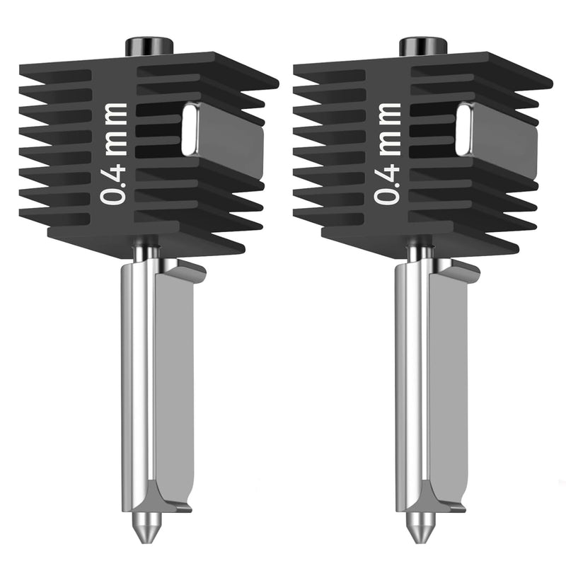 Bamboo A1 Mini/A1/A2L 3D Printer 0.4 Nozzle Kit,Hotend Print Head Hot End Kit Upgrade High-Temperature 0.4MM Hardened Steel Nozzles Replacement for Bambu Lab 3D Printer Accessories (2pcs) 0.4mm-2pcs black