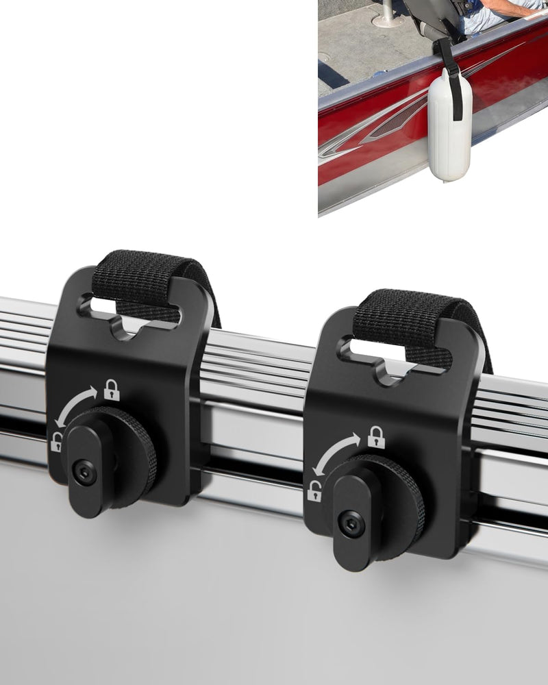 2 Pack Adjustable Boat Fender Hanger/Bumper Hanger for Sport Track Rail System, Heavy Duty Aluminum Alloy Fender Holder, Boat Sport Track Accessories for Docking Protection