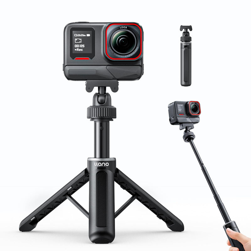 llano 16" Magnetic Action Camera Tripod for Insta 360 Ace pro 2/1, X5, X4, Mini Tripod with Magsafe Quick Release Adapter, Small Selfie Stick, 360° Ball Head, Portable, Lightweight, Black