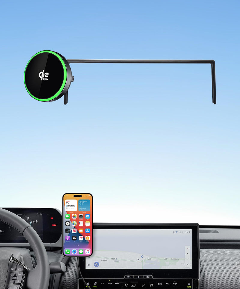 Qi2.2 25W Fast Wireless Charger Car Phone Mount for Toyota bZ4X 2023-2026 | Subaru Solterra 8/12.3" Screen Magsafe Accessories Fast Charging Magnetic Cell Phone Holder Compatible with iPhone Android