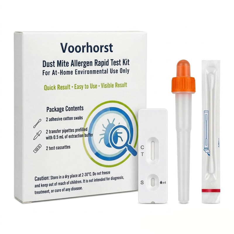 House Dust Mite Allergen Test Kit, 2 Tests, Results Within 10 Minutes - Environmental Detection for Bedding, Mattress, Carpet & Sofa - Easy to Use Household Test