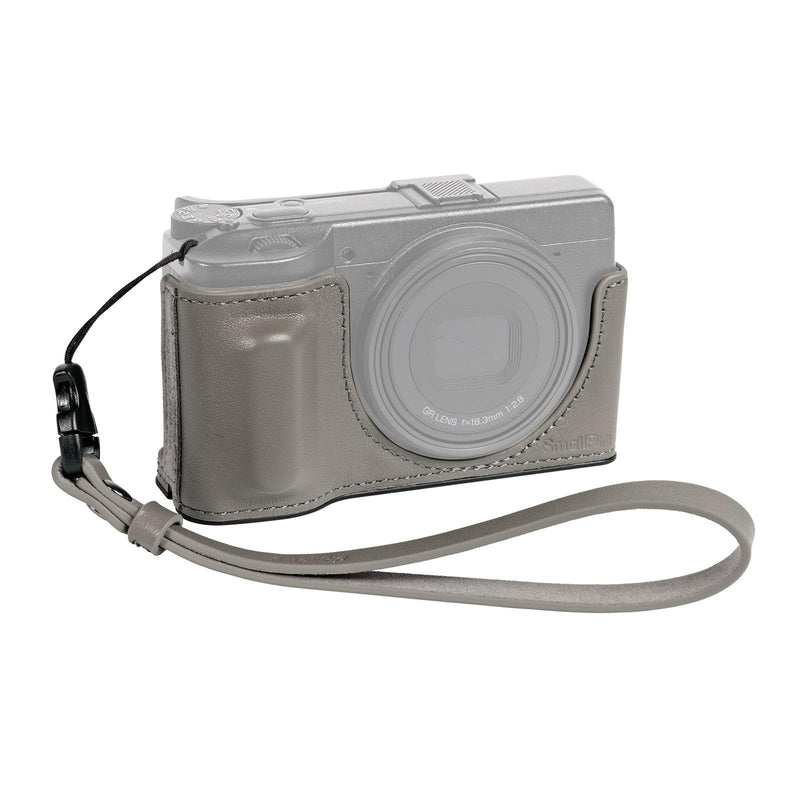 SMALLRIG GR IV/GR III Series Genuine Leather Case Kit, Camera Case for RICOH GR IV/GR IV HDF/GR IV Monochrome/GR III/GR IIIx, Vintage Half-Body Shell, Wrist Strap Grey