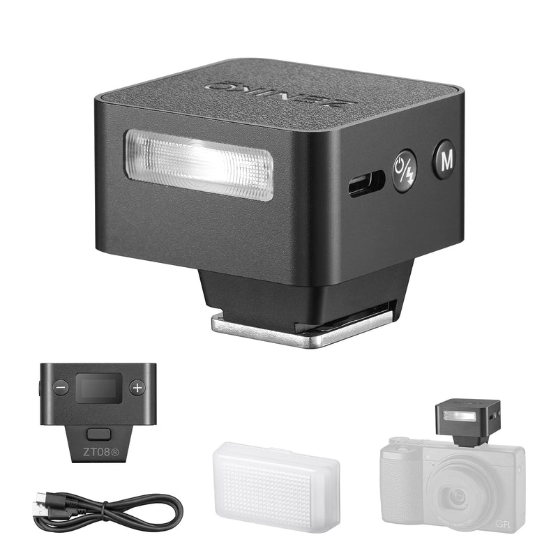 ZENIKO ZT08 R Mini Flash for Ricoh,Built-in Battery,740 Full Power Flashes,Mini On-Camera TTL Flash Speedlite ZT08-R for Ricoh(Black)