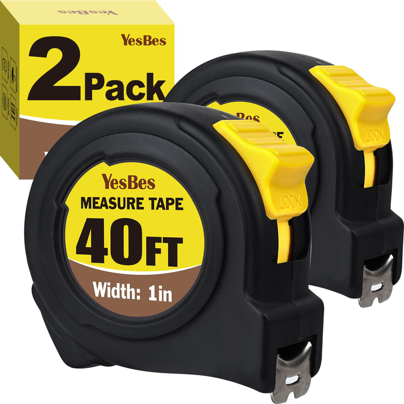 2 Pack Tape Measure 40 ft, Easy Read Measuring Tape Retractable, Measurement Tape 40 FT by 1 in 2 Pack