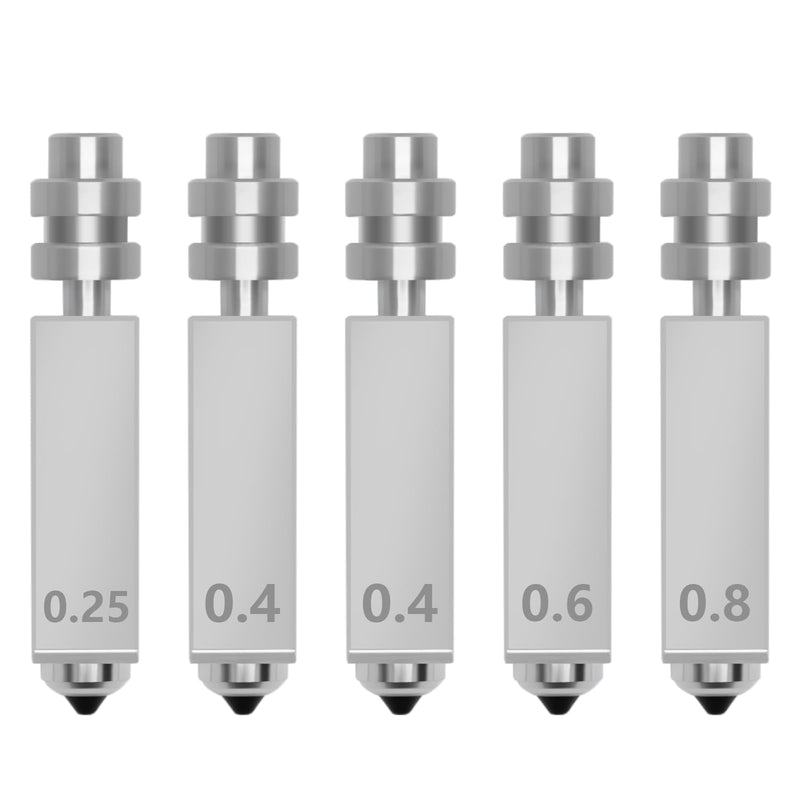 5PCS Kobra 4/Kobra X Nozzle 0.25/0.4/0.6/0.8MM, Integrated Quick Swap Hardened Steel Nozzle High Speed All Metal Hot End Throat Tube Nozzle Replacement Kit for Anycubic Kobra X,Kobra 4 3D Printer 5PCS Muilt Size Nozzle