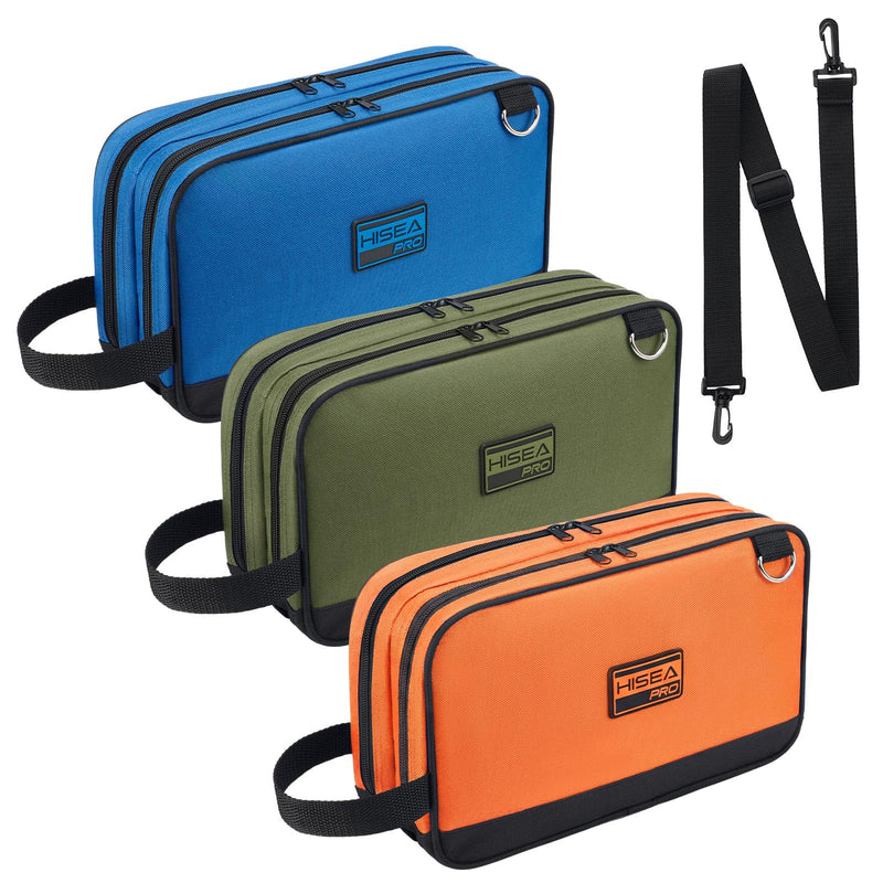 HISEA 3 Pack Small Tool Bag Set, 12 Inch Tools Pouch with 2 Pockets and Adjustable Shoulder Strap, Small Tool Organizer and Storage with Zipper for Electrican, Travel, Green Orange Blue Green, Orange, Blue 12inch