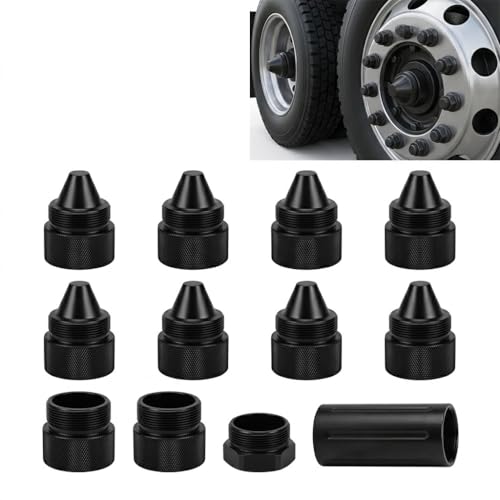 1.375''x24 Thread Aluminum Cone Shaped Truck Wheel Lug Nuts 12 Pack