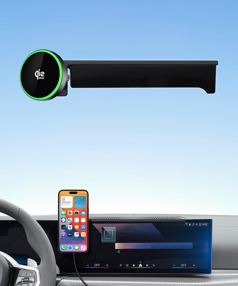Qi2.2 25W Wireless Charger Car Phone Mount for BMW 2/3/4 Series 14.9"Screen | 3 Series 2023-2026, 4 Series 24-26, 2 Series 25-26, i4 22-26, Magsafe Accessories Fast Charging Magnetic Cell Phone Holder