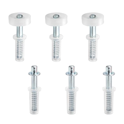 Bi-Fold Closet Door Top Pivot & Guide Wheel Replacement Kit, Spring Loaded Bifold Repair Hardware for Accordion, Pocket & Barn Style Doors - 6 Pack