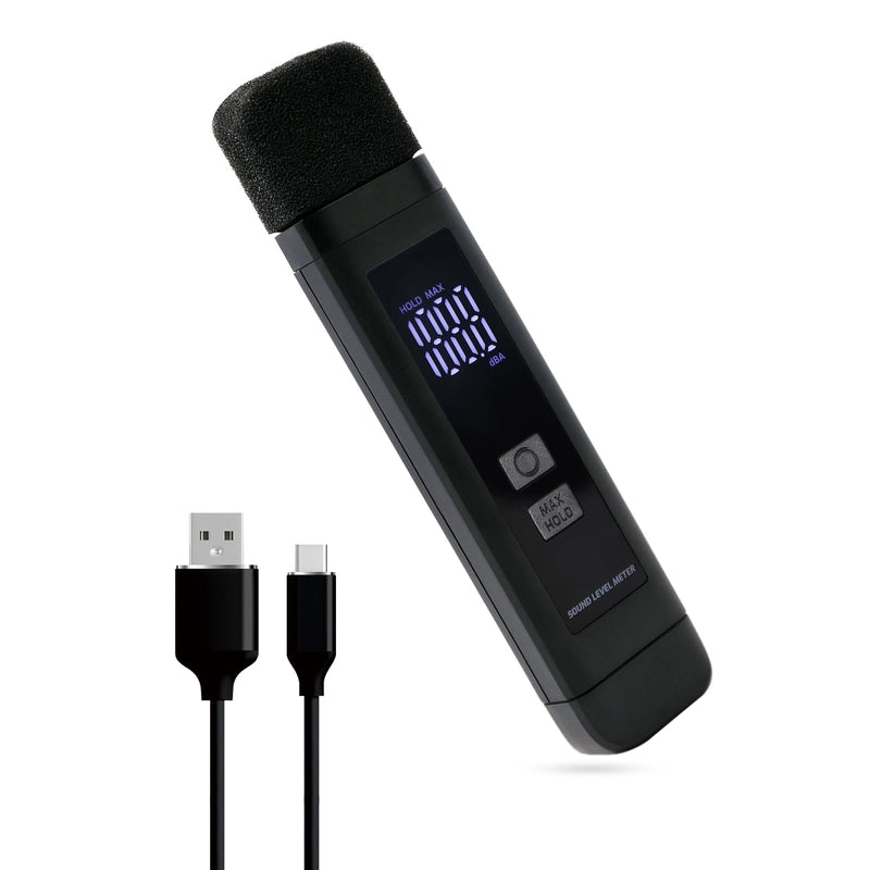 Decibel Meter Sound Level Meter with LCD Display Decibel/MAX/Data Hold and Battery Indicator, 30~130dBA Pocket SPL Meter dB Noise Monitor Rechargeable for Noisy Neighbors Factory Home