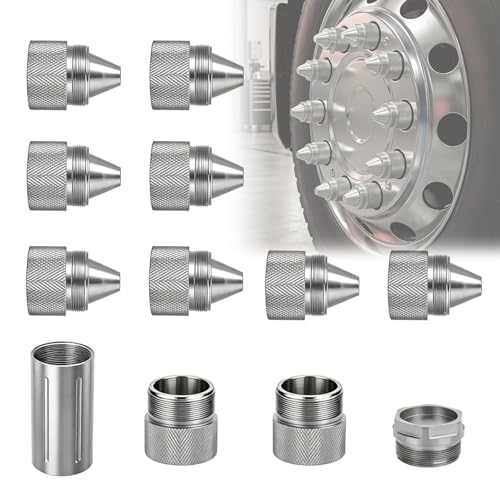 1.375''X24 Cone Shaped Parts Aluminum Alloy Cones Sealed End Cap Compatible with Kenworth Peterbilt Volvo Freightliner Mack International Trucks-12PCS Silver