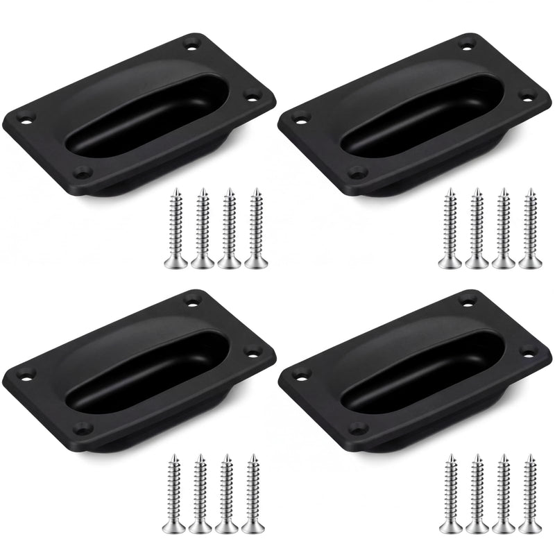 BBTO Marine Flush Pull Hatch Handle with Mount Screws Black Recessed Square Boat Hatch Pull Flush Lift for Boat Decks Hatches Compartments Yacht Cabin Accessories, 3.62 x 2.23 Inch 4