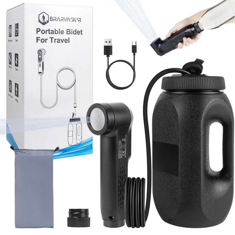 Portable Bidet for Travel, 1600mAh Electric Handheld Bidet with 2.5L Tank Black