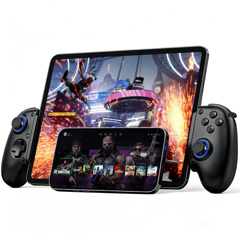 Joso Wireless Game Controller for iPhone/iPad/Android, Phone Controller for Android/iOS/Switch with Hall Effect Triggers, 2 Programmable Back Buttons, Dual Vibration & Turbo, Support Phone Case Black