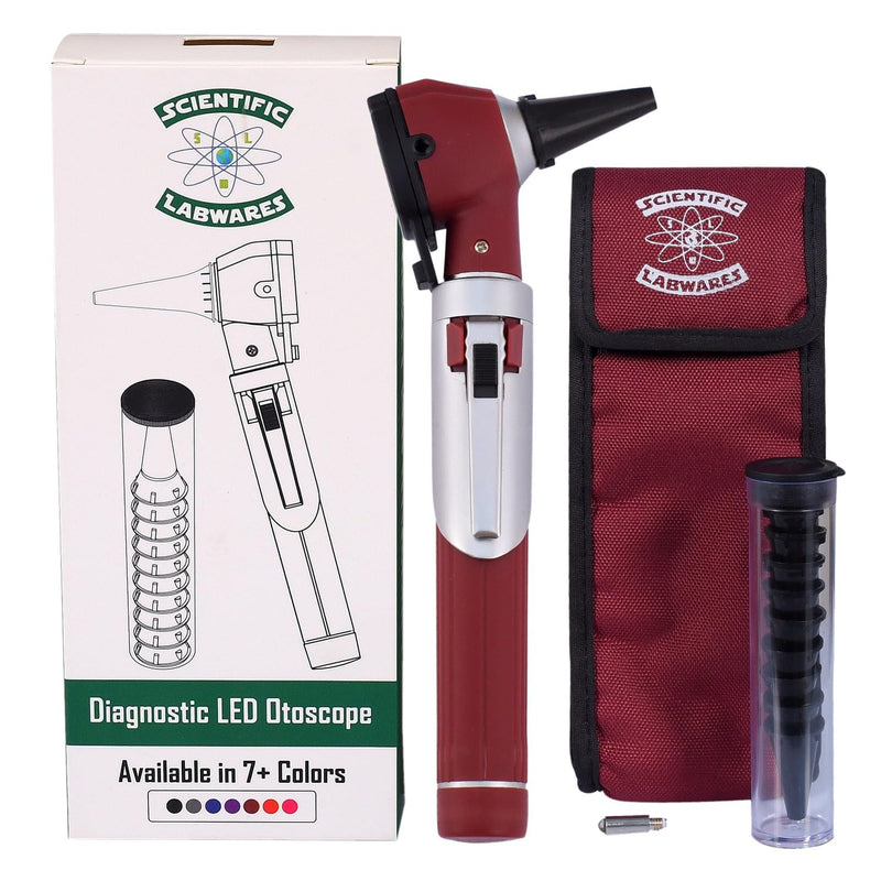 Otoscope - Ear Scope with Light, Ear Infection Detector, Pocket Size (Burgundy) Burgundy