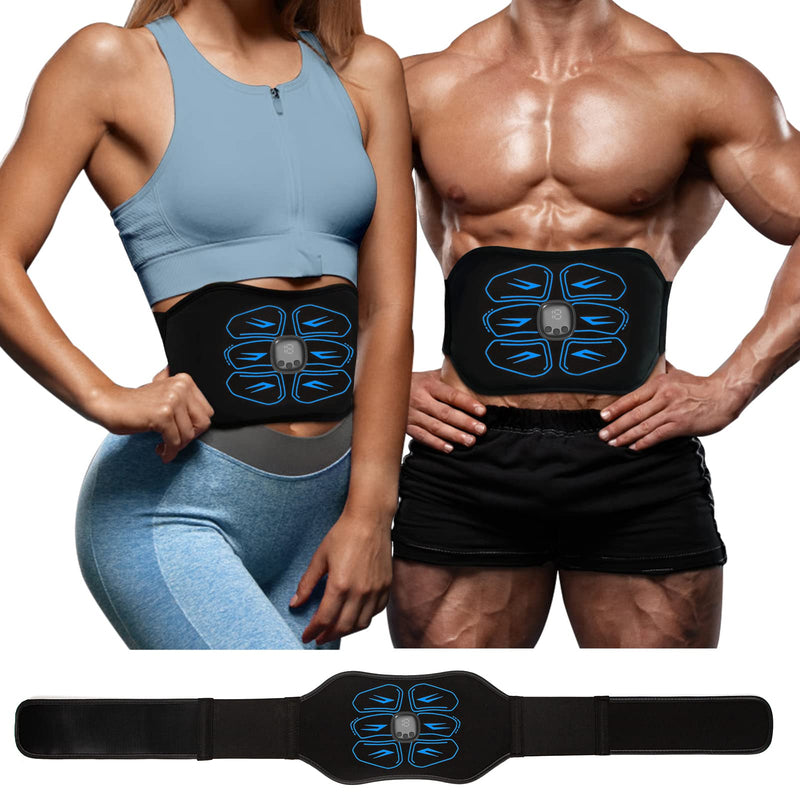 FDA Cleared ABS Stimulator Muscle Toner, Ab Machine, Portable Abdominal Belt, Electronic Pulse Massager, Home Office Fitness Belt Workout Equipment (Black Blue) Black Blue