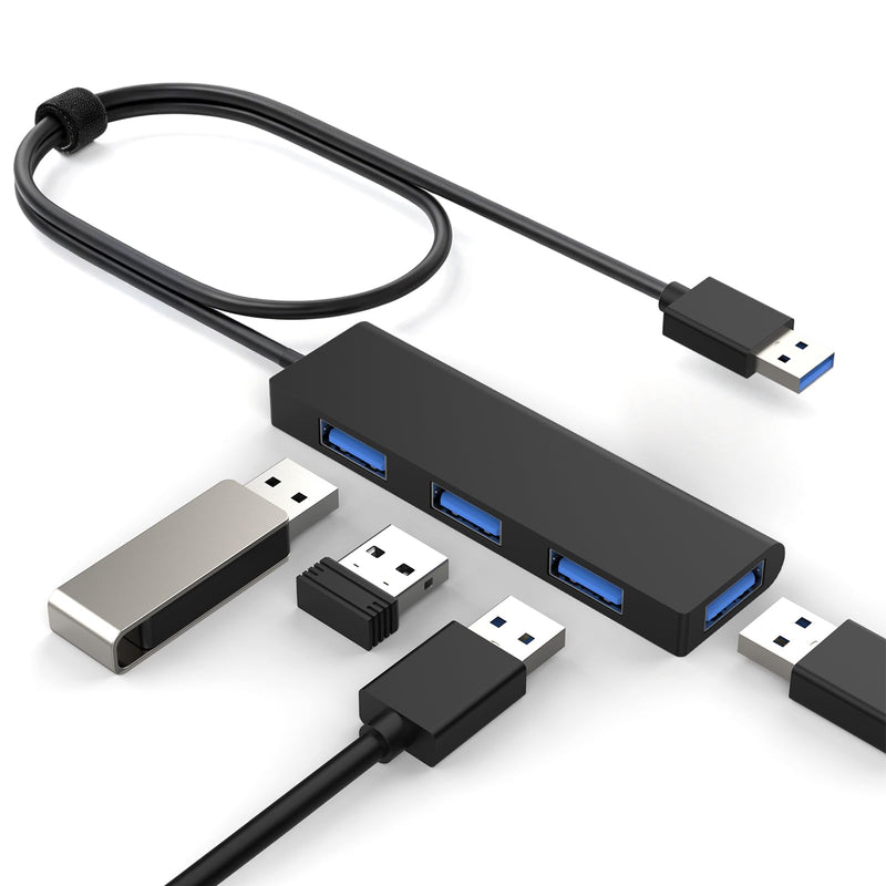 Cyberguys USB Hub 4 Ports, USB 3.2 Gen 1 5Gbps Multi Adapter Splitter | USB-A Power Port, Expansion Hub for Laptop, PC, MacBook, Flash Drive, Keyboard, Mouse, includes 2 ft Cable