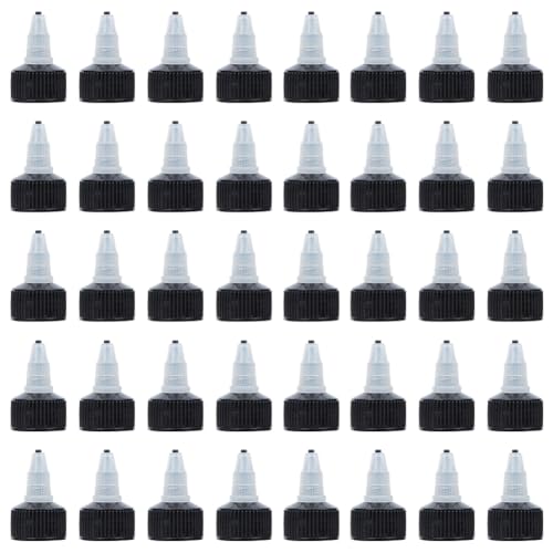 GORGECRAFT 50Pcs 18/410 Squeeze Bottle Cap Heads Twist Dispensing Lids Plastic Black Squeeze Tops Replacement Caps for Squeeze Extruded Glue Water Bottle Paint Lids Applicator Inner Diameter 18.5mm
