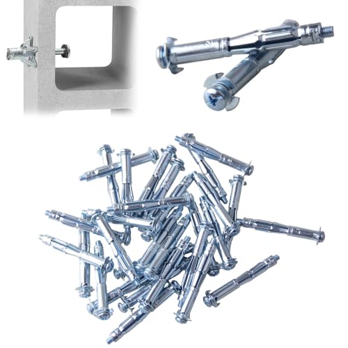 30pcs Molly Bolts Hollow Wall Anchors Heavy Duty Zinc Plated Steel, Metal Drywall Anchors for Plaster, Tile and Cavity Walls, Expansion Anchor Kit for Hanging Curtain Rods and Frames(M5-65) M5-65