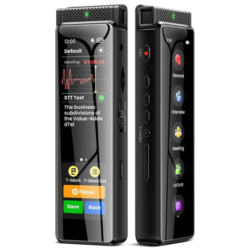 8GB Digital Voice Recorder with Playback, Innioasis R1 Full Touchscreen Voice Recorder with Bluetooth, Voice Activated Sound Audio Recorder Device with Mic Black 8GB