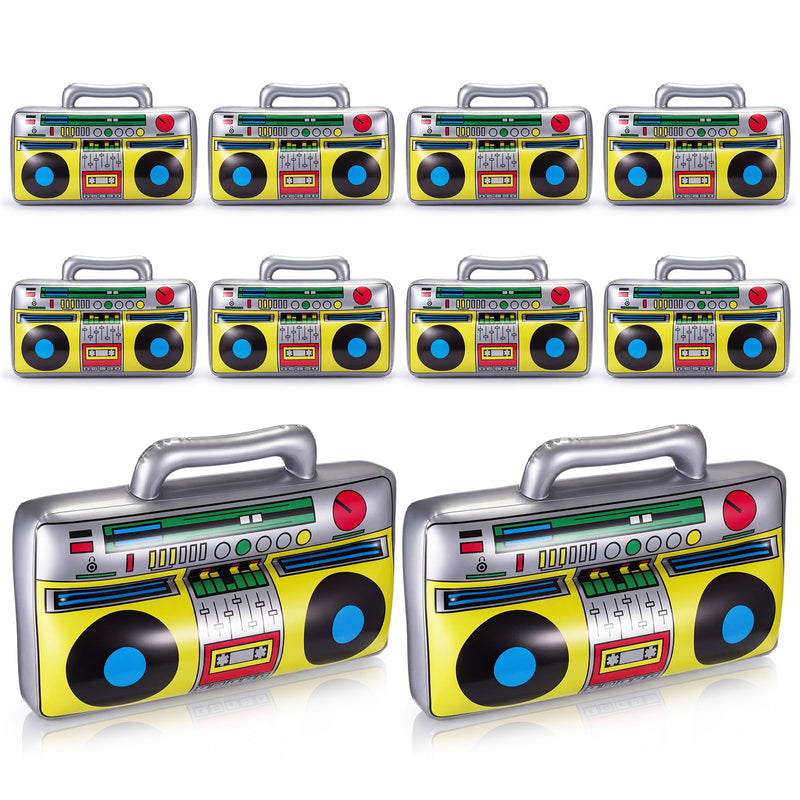 meekoo 10 Pcs Inflatable Boombox Party Decorations, Radio Props Disco | 16.5 Inch 80s 90s Hip Hop Theme Props, Retro Radio Costume Accessories, Rapper Supplies for Photography Backdrop Decor