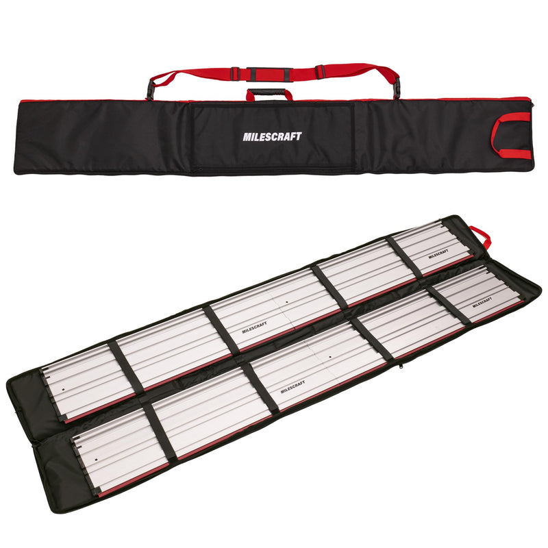 Milescraft 7206 Track Sack – Track Saw Rail Padded Bag. Universal Fit for All Track Saw Rails. 2pc. 60” x 8” Rail Capacity. Two Large 18” x 7” Storage Pockets. Shoulder Strap & Handle for Transport