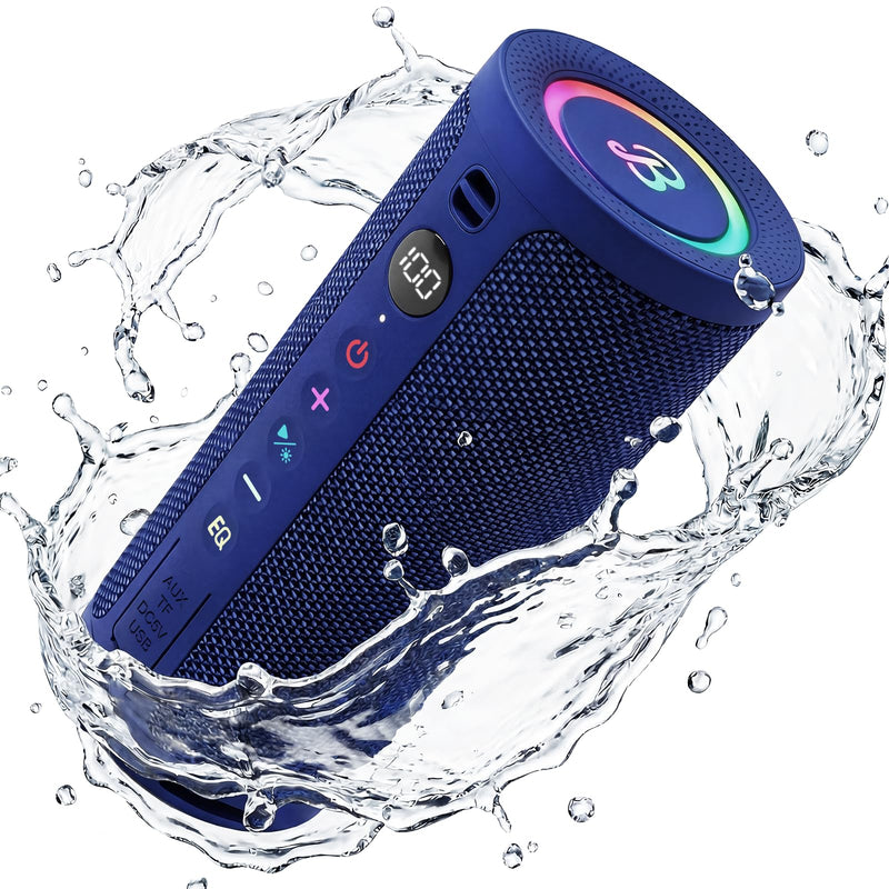 BassBloom Roar 3 Portable Bluetooth Speaker,20W Powerful Sound with JIKE Bass,IPX6 Waterproof,24H Playtime,Bluetooth 5.4,RGB Lights,Wireless TWS Pairing,Outdoor for Camping and Beach (Blue)