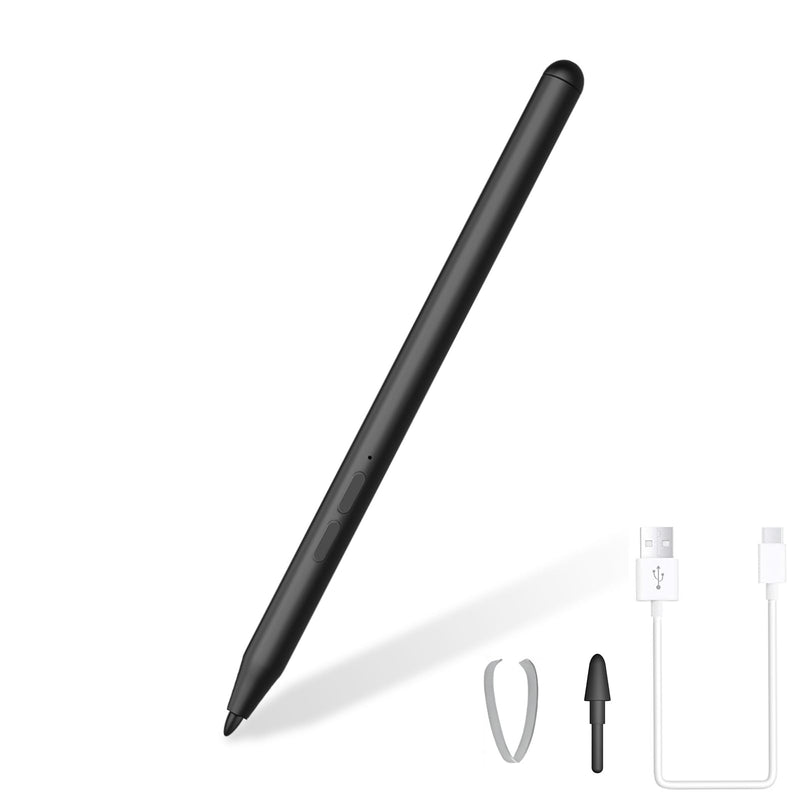 Rechargeable MPP 2.0 Tilt Pen for HP/Surface/Kobo, 4096 Pressure & Magnetic | Two Side Button, Palm Rejection Stylus for Surface Pro 11-3, Laptop/Book/Go/Studio for Students Artists Drawing Note-Taking Black