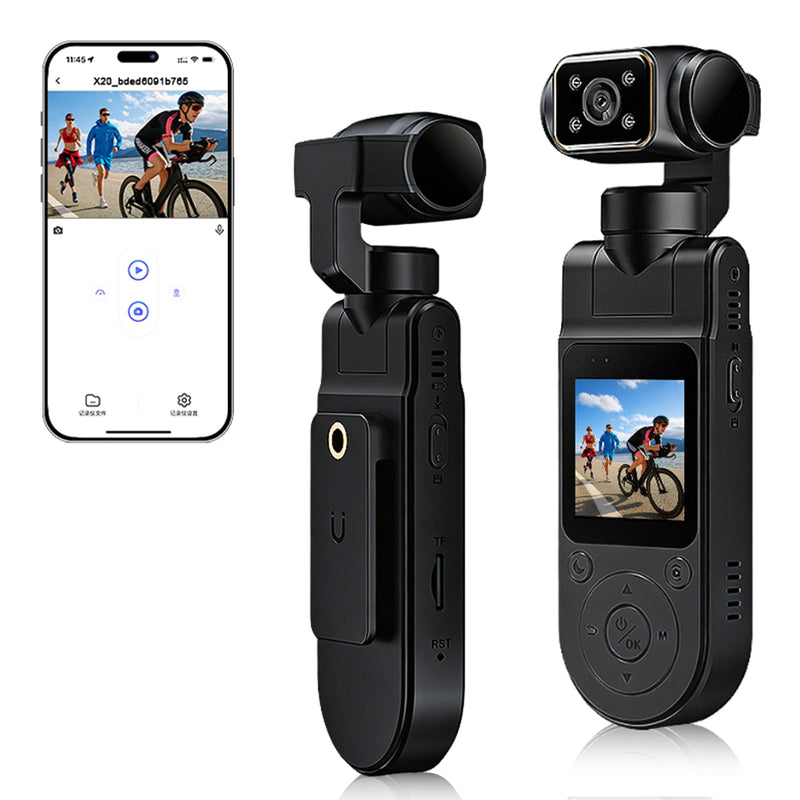 Pocket Body Camera with Audio & Video Recording Vlogging Camera | Portable Video Recorder with 180° Rotating Lens Handheld POV Cameras with Night Vision for Sport/Outdoor/Riding