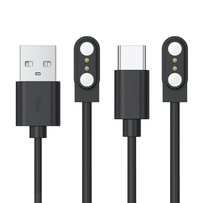 2-Pack Compatible for BIGGERFIVE Brave 2 Smartwatch Charger, Replacement USB-A/USB-C Charging Cable Cord for BIGGERFIVE BW02&BW01