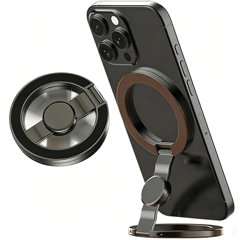 Magnetic Phone Stand Fidget Spinner, Dual Sided Magnet Rings Phone Holder | Stress Relief Magnet Fidget, Fits for iPhone 12-17/MagSafe Cases, Strong Adhesion Phone Grip Stand for Gym Home Travel Deep Grey