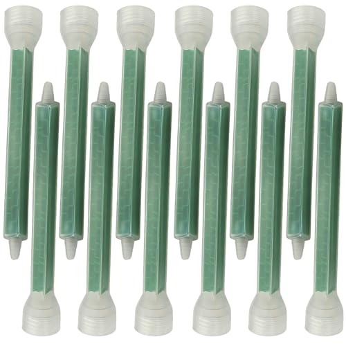 12-Pack Epoxy Mixing Nozzle, Static Mix Nozzle Adhesive Tips Square for Adhesive Cartridges, 1:1 and 2:1 Ratio Applicator with 24 Element Mixer