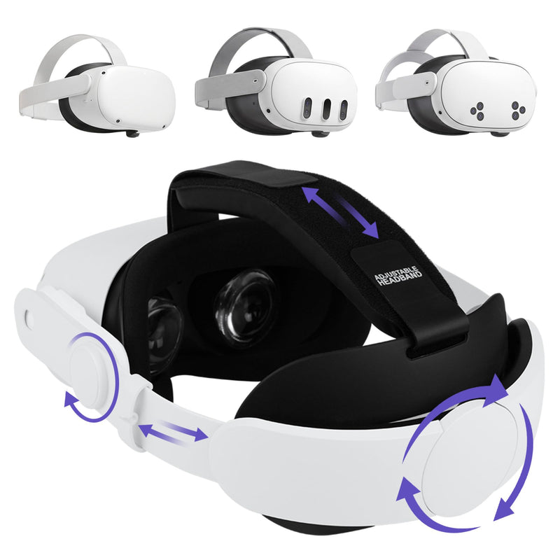 Mcbazel Elite Head Strap for Meta Quest 3S/3/2 Break-Resistant Black | Replacement Upgrade with Adjustable Dial, Memory Foam Rear Pad, ABS PC Side Arms, Q2 Adapter Brackets, Wipe-Clean PU Cushion