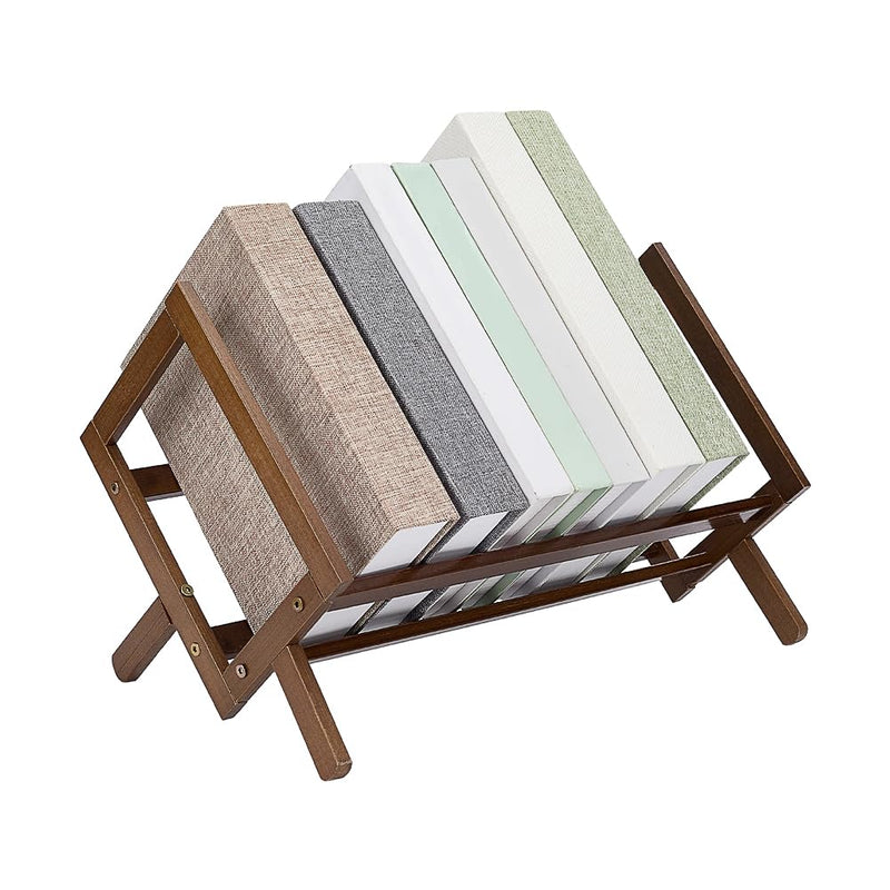 AHANDMAKER Wood DVD rack CD Storage Rack Retro Tabletop DVD CD Storage Rack Assembly Wooden Record Display Holder Organizer for Home Office CDs Books Documents Files Magazines Albums Storage