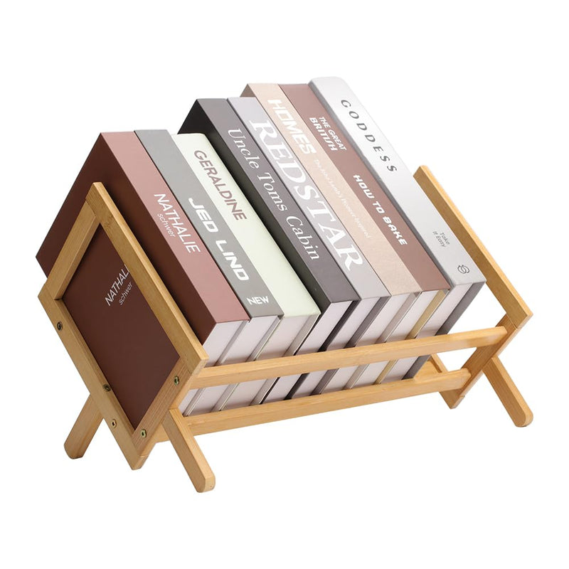 AHANDMAKER DVD CD Storage Rack Retro Natural Wood Shelve Holds Up To 23 DVDs, 28 Blu-rays for Desktop Organizer Media Storage for CDs DVDs Video Games Tapes Books