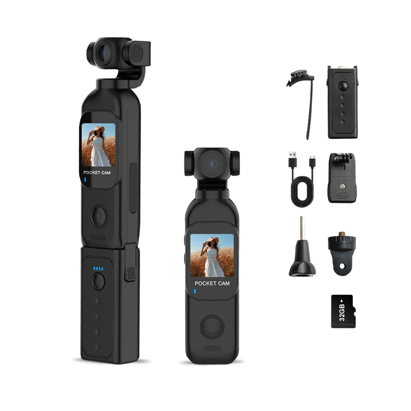 Body Camera with Audio & Video Recording Vlogging Camera Handheld Cam-32GB | POV Camera with 270° Rotating Lens 1080P Pocket Body Cam with External Charging Pod Portable Video Recorder for Outdoor/Sport