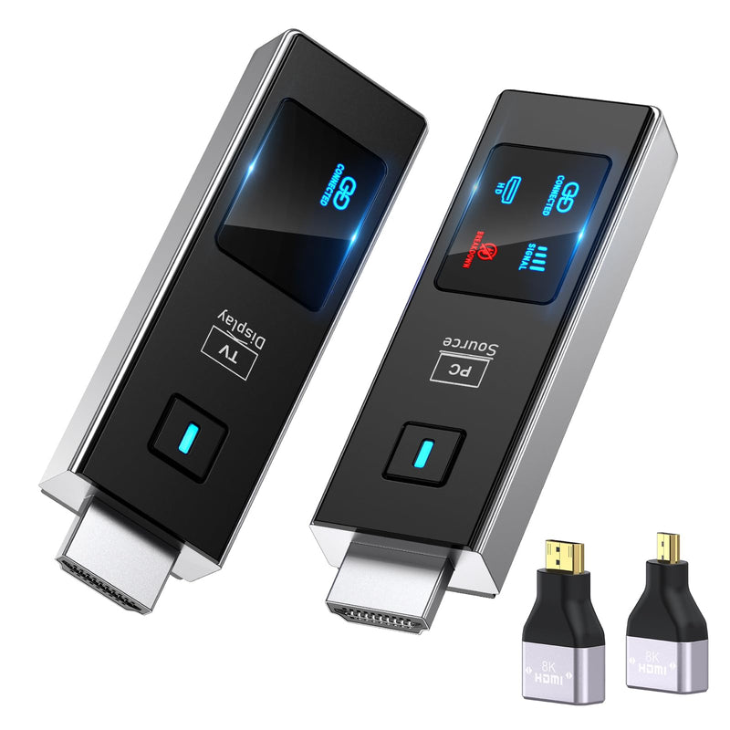 2026 New Wireless HDMI Transmitter and Receiver, 360FT/110M Extender 4K Decode 1080P@60Hz Output with LED Display, Plug&Play 5.8+2.4G Streaming Video/Audio from PC/Laptop/TV Box to Monitor