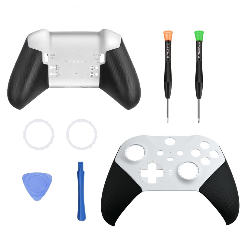 White Elite 2 Front & Back Housing Shell Replacement Kit Compatible for Xbox Elite Series 2 Controller, with Elite 2 Housing Shell Replacement, 2 Rings & Repair Tools White