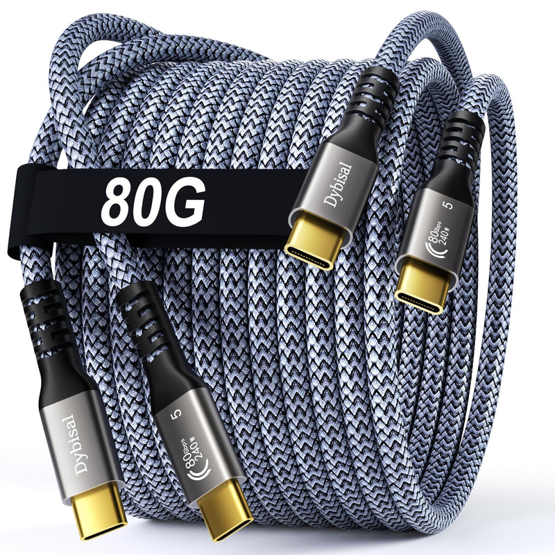 80Gbps Thunderbolt 5 Cable 6.6FT 2Pack Compatible, Braided USB4 2.0 Cable 8K@165Hz, 4K@540Hz, 120Gbps BW, 240W for iPhone 17, Mac mini, MacBook Pro, Studio Display, Galaxy, Thunderbolt 5/4, SSD, eGPU
