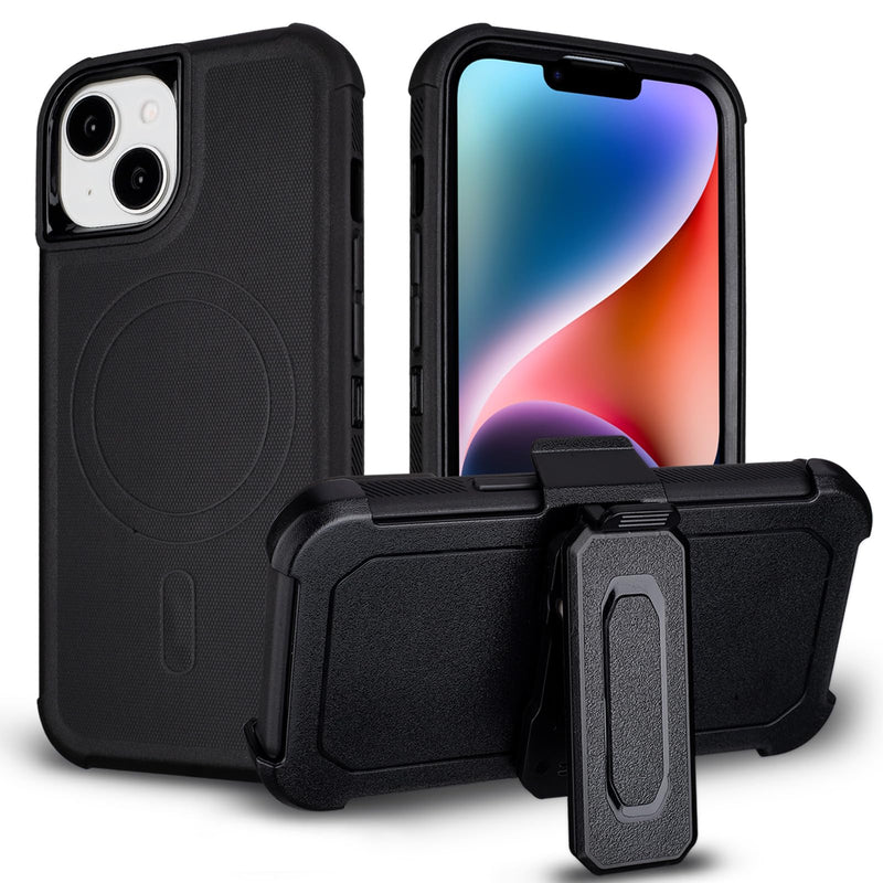 for iPhone 14 Case with Belt Clip Holster, Compatible with Magsafe, Black | Military Grade Drop Protection, 2 Layers of Sturdy, Heavy Duty Shockproof Cover for iPhone 14 Case Rugged